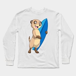 Meerkat as Surfer with Surfboard Long Sleeve T-Shirt